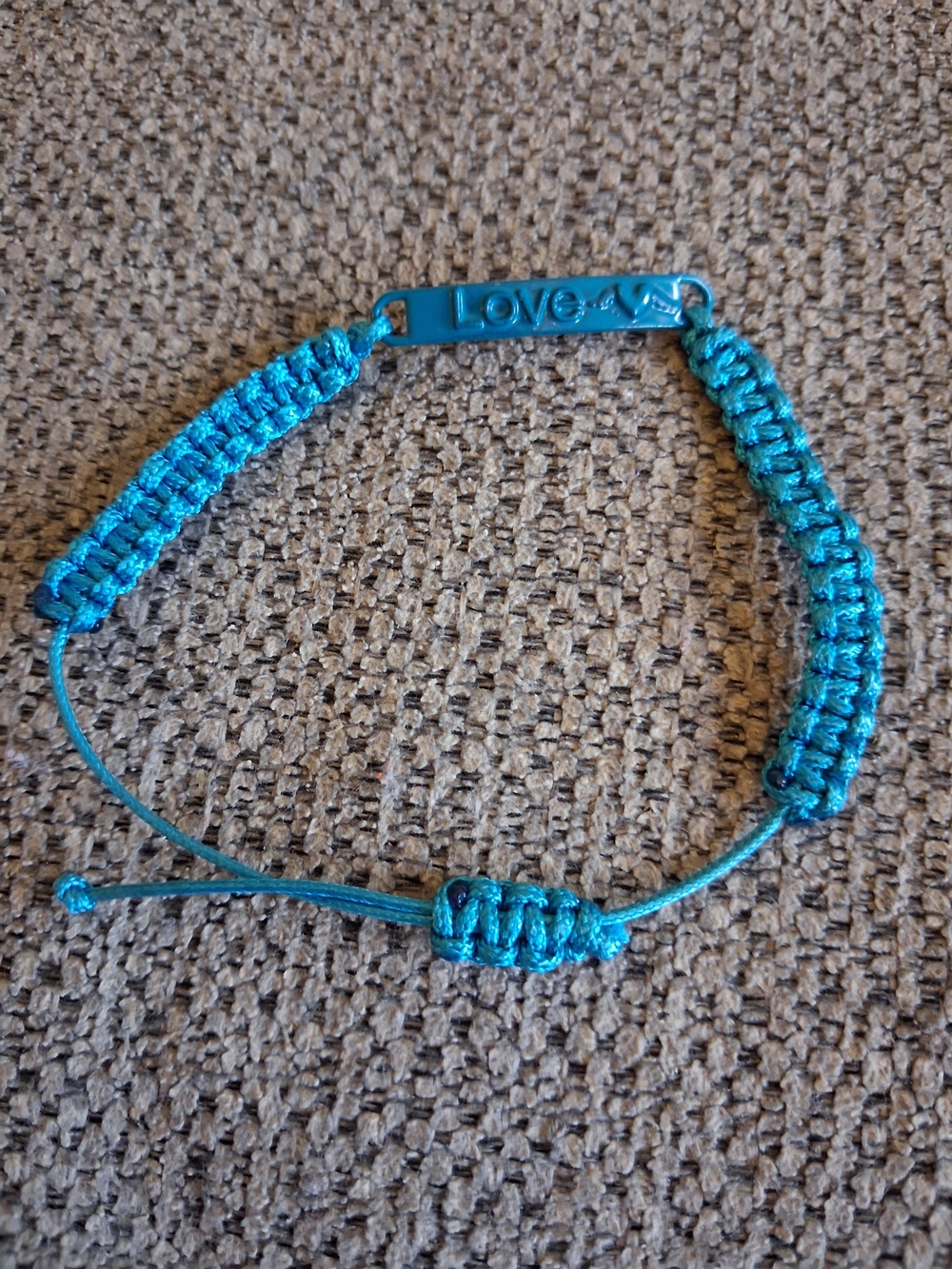 Love Adjustable Braided  Bracelet - Teal Blue